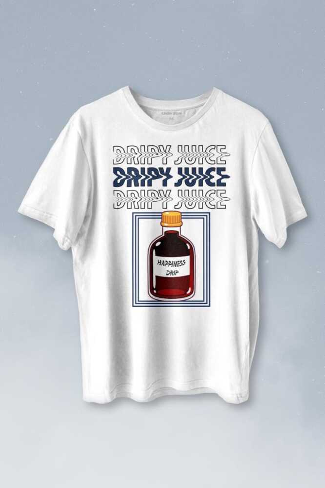 Drippy Juice Esprili Streetwear Baskılı Beyaz Tişört Unisex