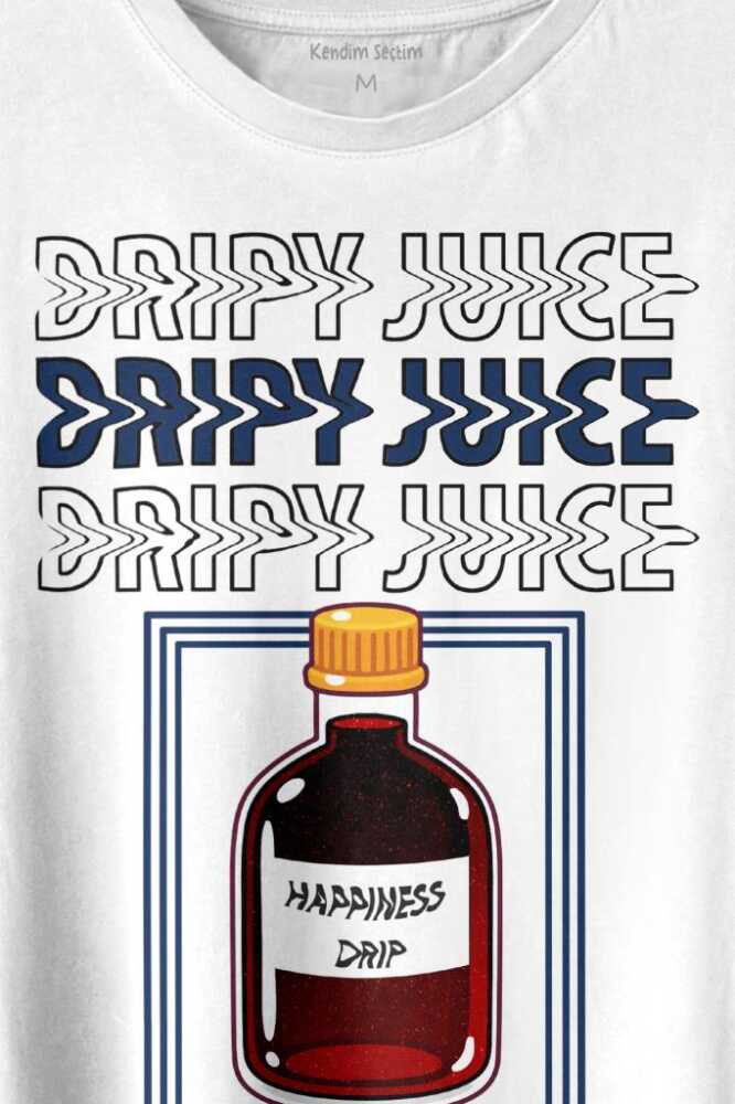 Drippy Juice Esprili Streetwear Baskılı Beyaz Tişört Unisex (1)