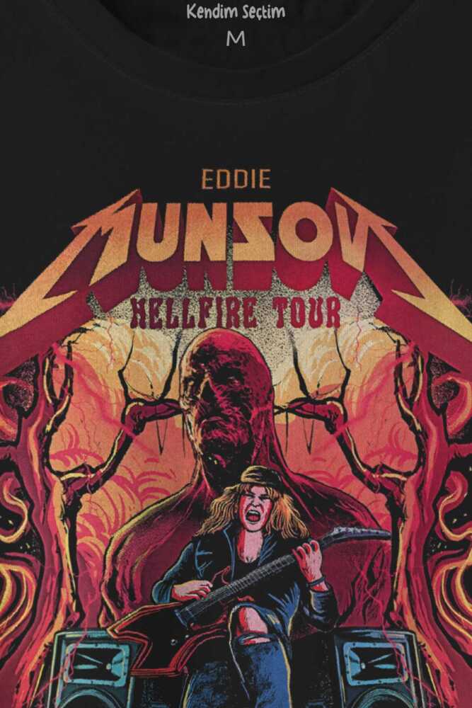 Eddie Munson Hell Fire Club Hellfire Tour Baskılı Tişört Unisex (1)