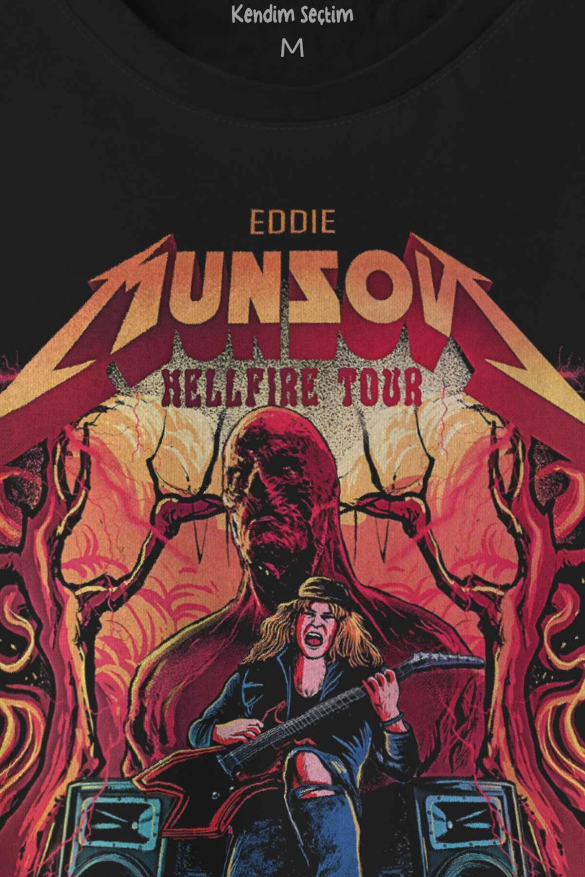 Eddie Munson Hell Fire Club Hellfire Tour Baskılı Tişört Unisex (1)