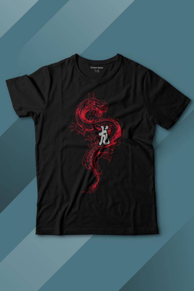 Ejder Dragon Uzak Doğu Japanese Drake Japonca Baskılı Çocuk Tişört