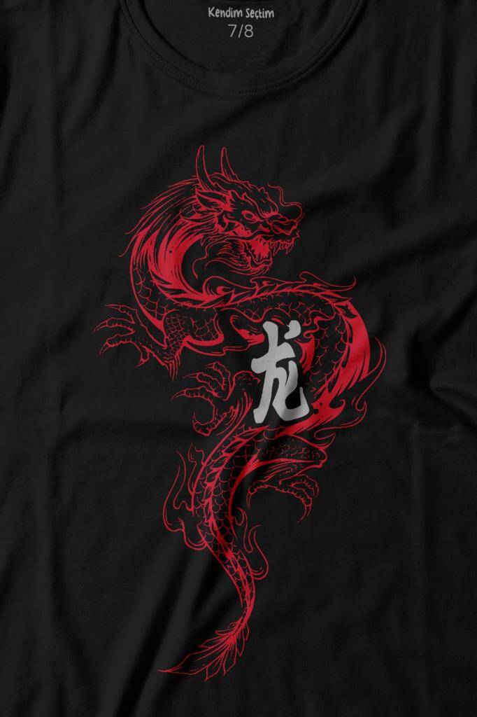 Ejder Dragon Uzak Doğu Japanese Drake Japonca Baskılı Çocuk Tişört (1)