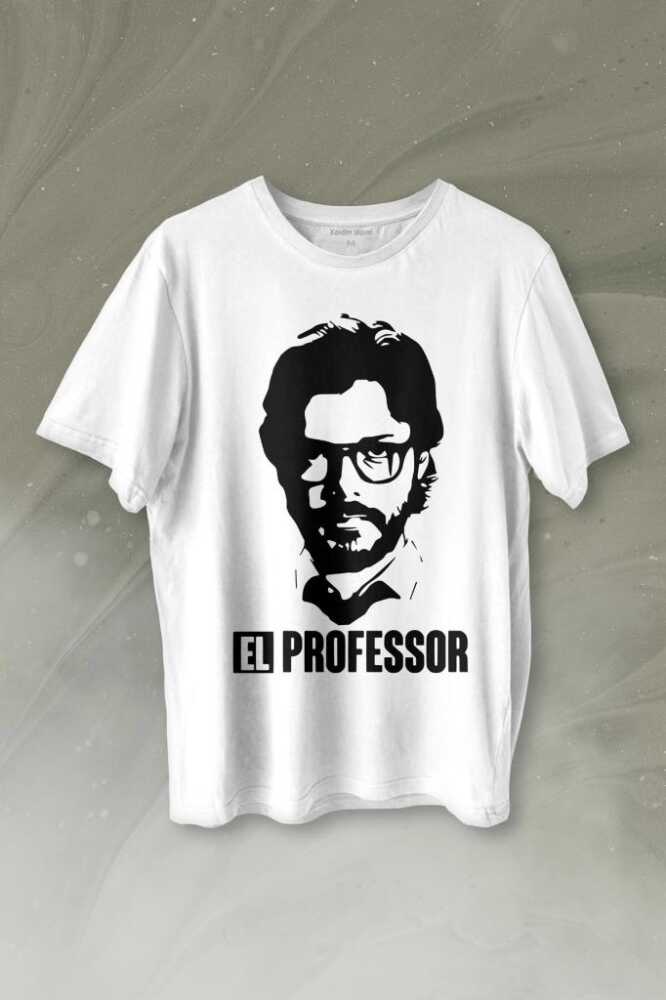 El Professor La Casa De Papel Profesör Baskılı Beyaz Tişört Unisex
