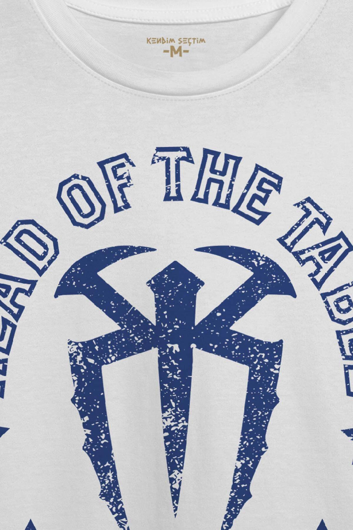Erkek Tişört Head Of The Table Roman Reigns Spor Gym Beyaz Baskılı (1)