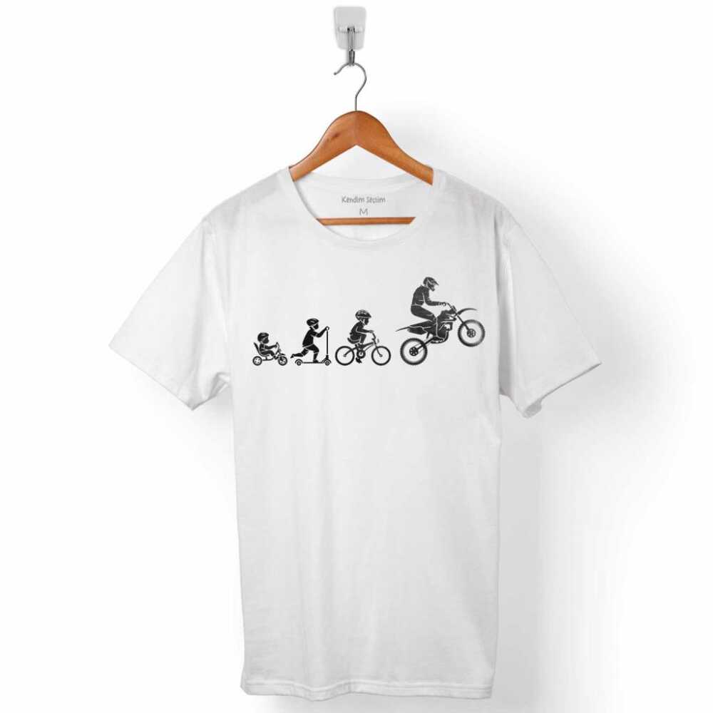 Evolution Motorcycle Off Road Biker Evrim Erkek Tişört