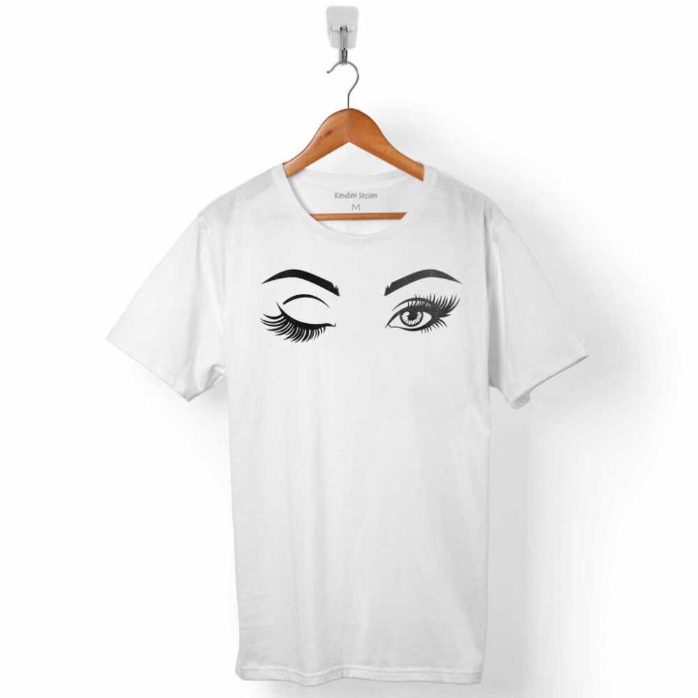 Eyelash Extension Göz Kaş Kirpik Eye Logo Erkek Tişört