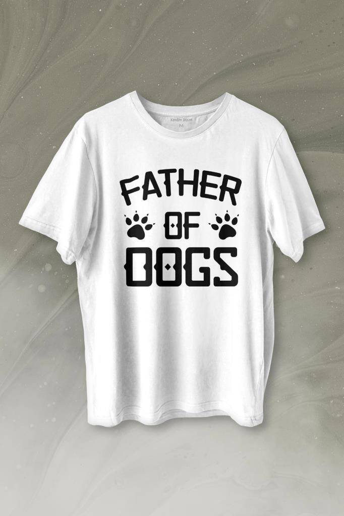 Father Of Dog Köpek Babası Hayvansever Veteriner Baskılı Beyaz Tişört Unisex