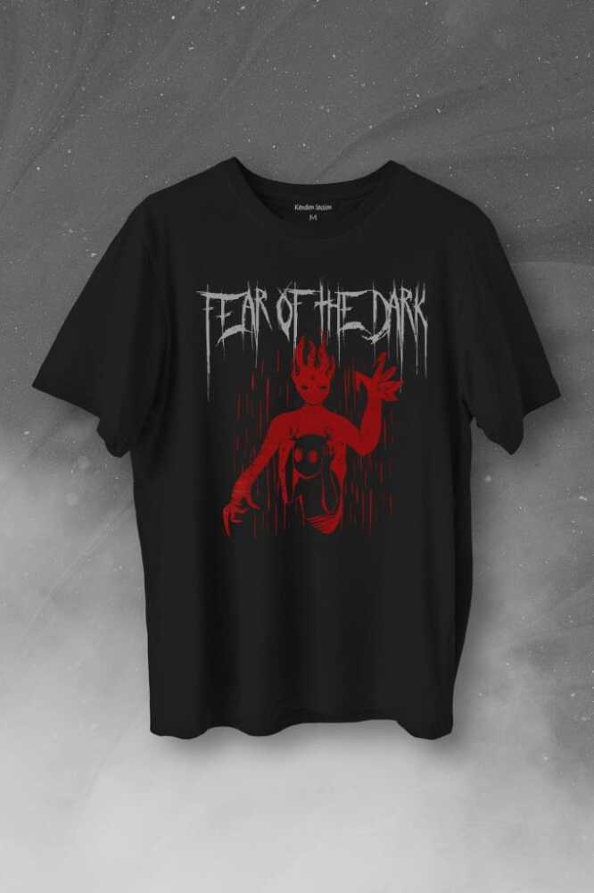 Fear Of The Dark Karanlık Gothic Urban Street Wear Baskılı Siyah Tişört Unisex