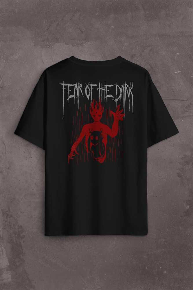 Fear Of The Dark Karanlık Gothic Urban Street Wear Sırt Ön Baskılı Siyah Oversize Tişört Unisex