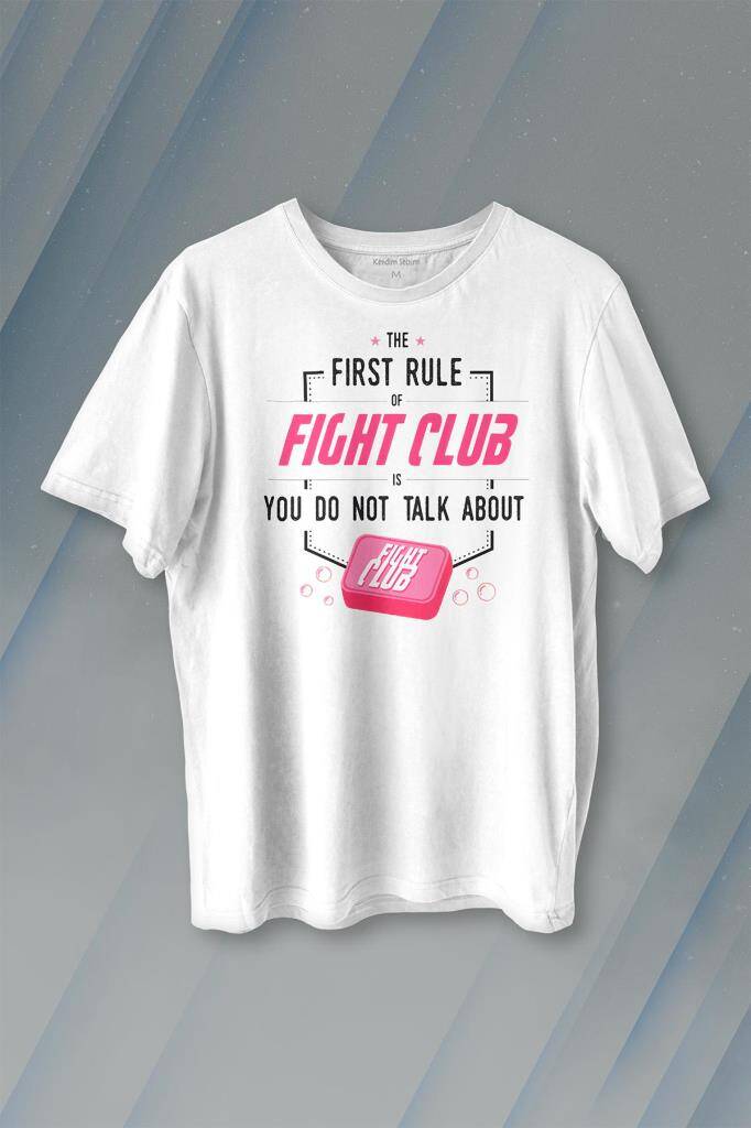 First Rule Of The Fight Club İlk Kural Baskılı Beyaz Tişört Unisex