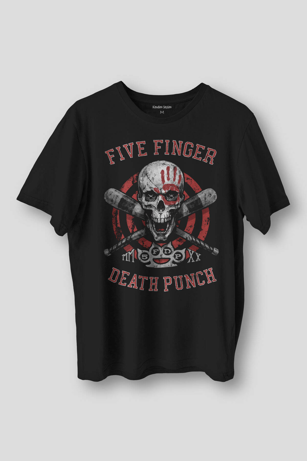 Five Finger Death Punch Metal Music Rock Skull Baskılı Siyah Unisex T-shirt - 1