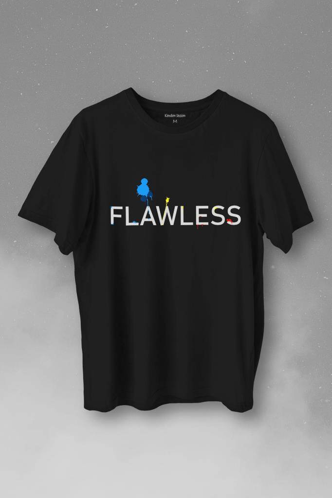 Flawless Finishing Touch Logo Baskılı Siyah Tişört Unisex