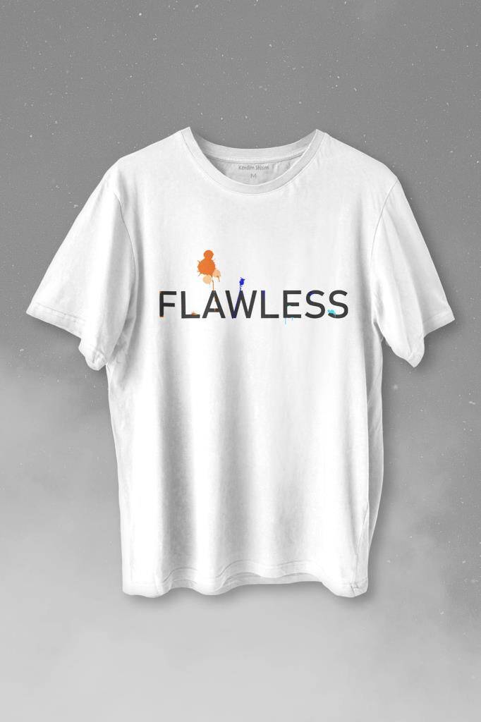Flawless Finishing Touch Logo Baskılı Beyaz Tişört Unisex