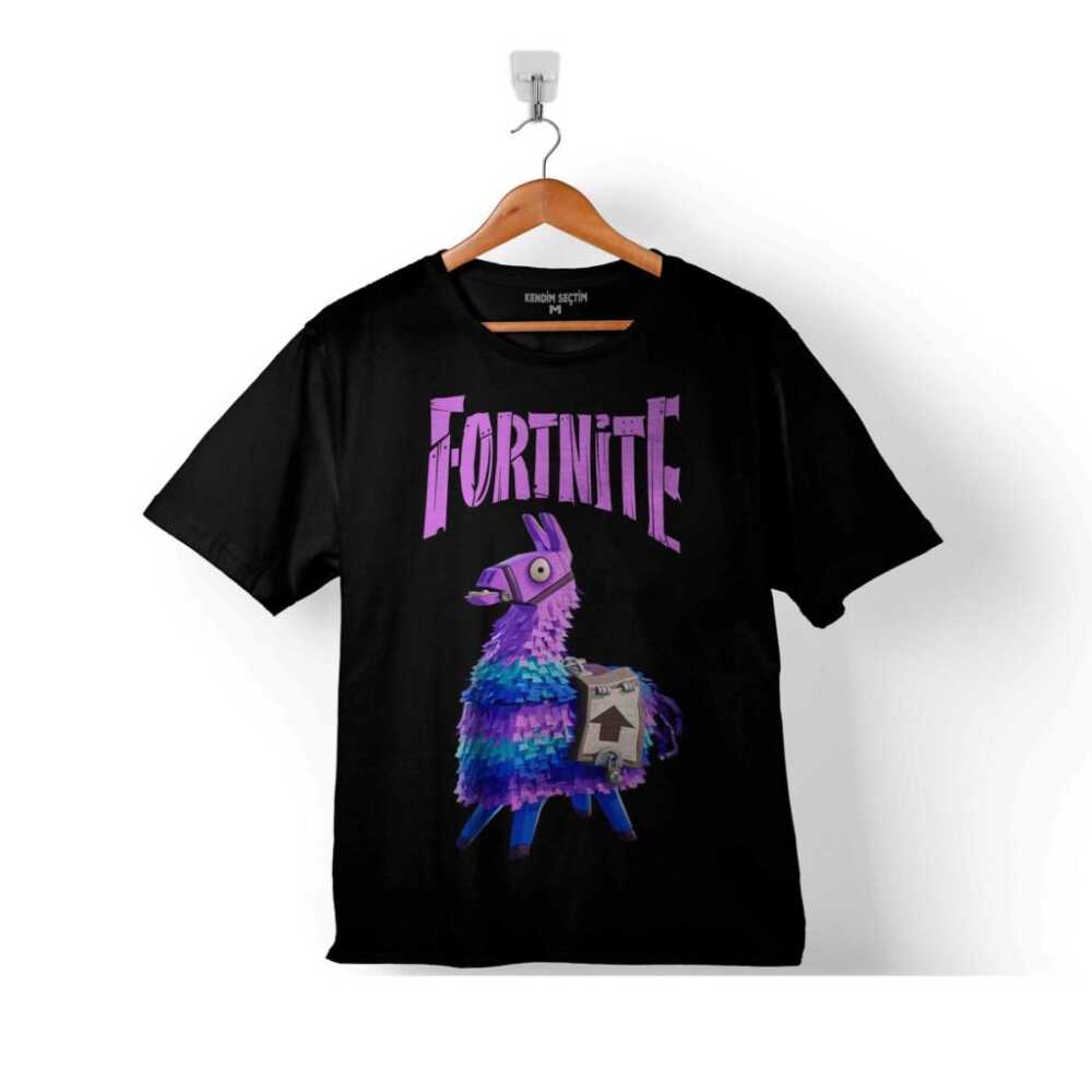 Fortnite Fort Nite Logo Lama Llama Çocuk Tişört Siyah