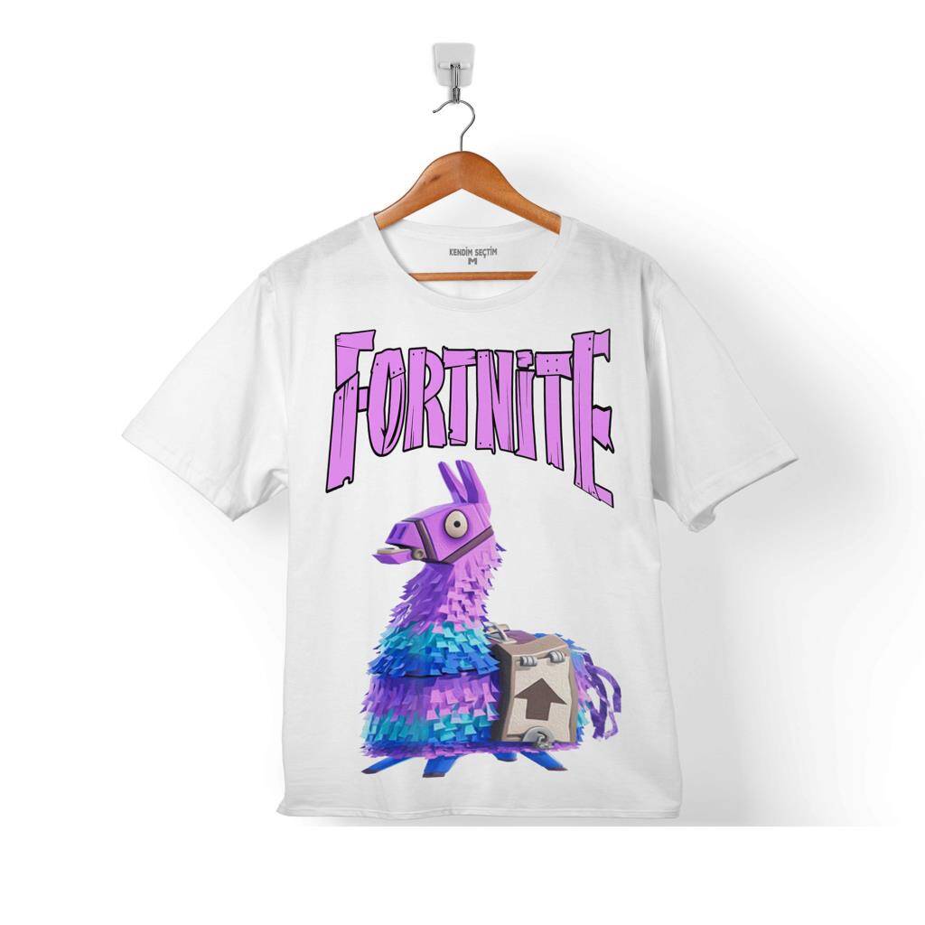 Fortnite Fort Nite Logo Lama Llama Çocuk Tişört Beyaz