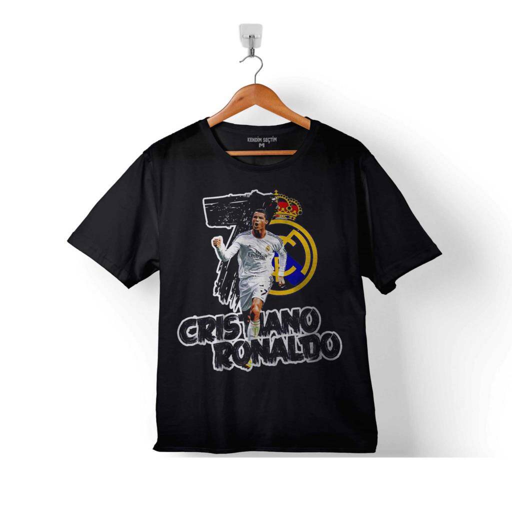 Futbol Cristiano Ronaldo Ballon D'Or Altın Top Baskılı Tişört Çocuk T-shirt - 1
