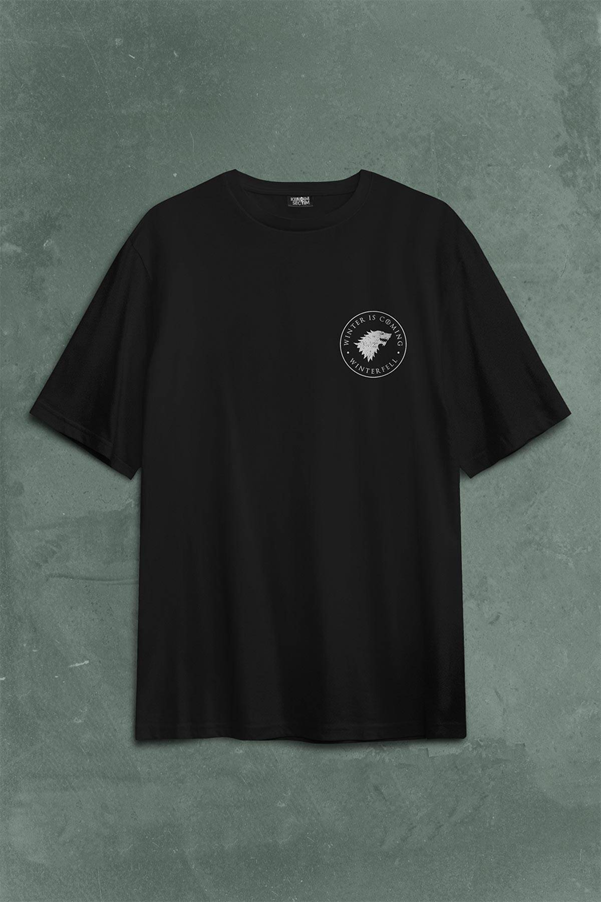 Game Of Thrones Logo Sırt Ön Baskılı Oversize Tişört Unisex