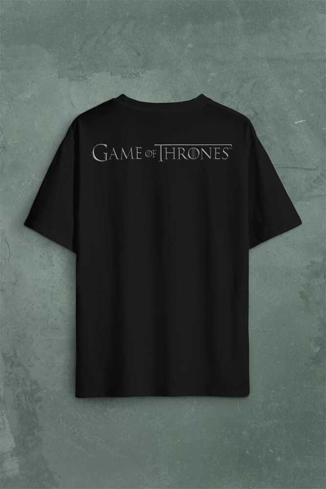 Game Of Thrones Logo Sırt Ön Baskılı Oversize Tişört Unisex (1)