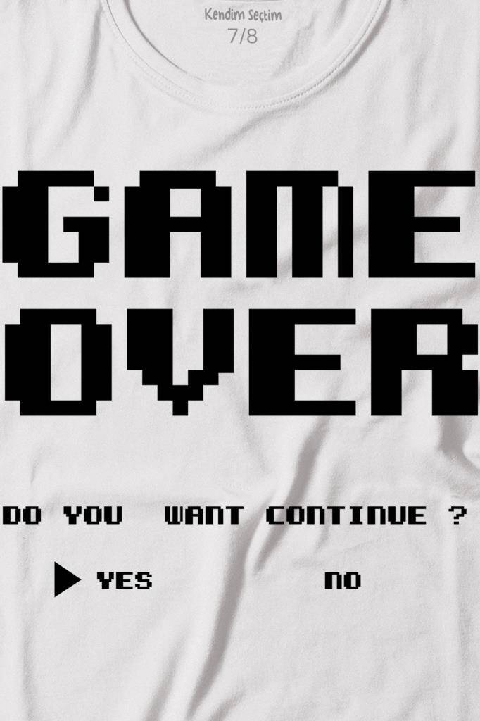 Game Over Atari Retro Pixel Oyun Baskılı Çocuk Tişört (1)