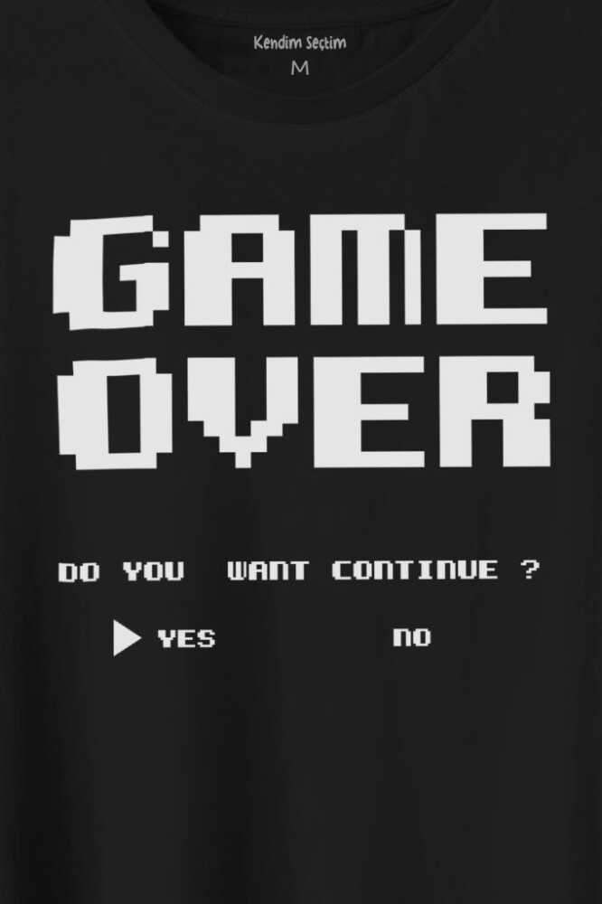 Game Over Atari Retro Pixel Oyun Baskılı Siyah Tişört Unisex (1)