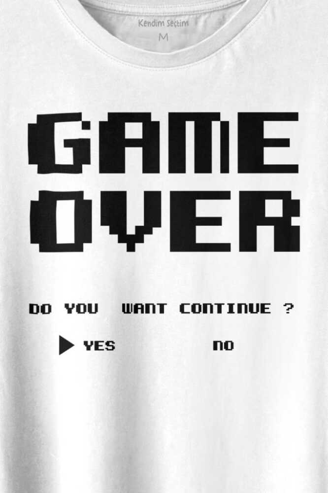 Game Over Atari Retro Pixel Oyun Baskılı Beyaz Tişört Unisex (1)