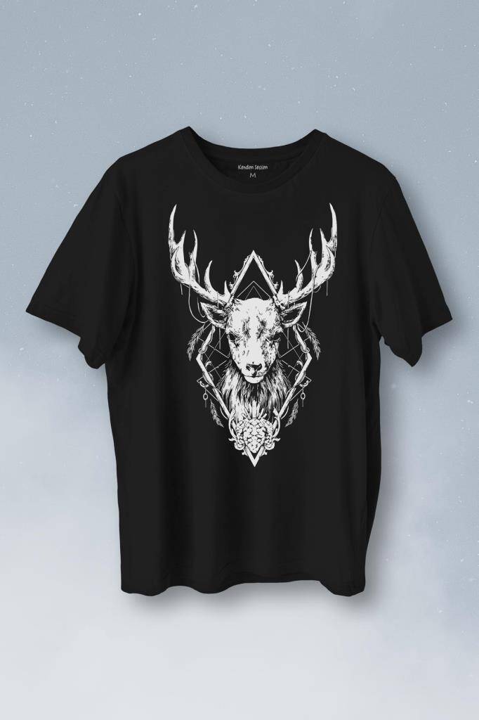 Geyik Animal Street Culture Baskılı Tişört Unisex