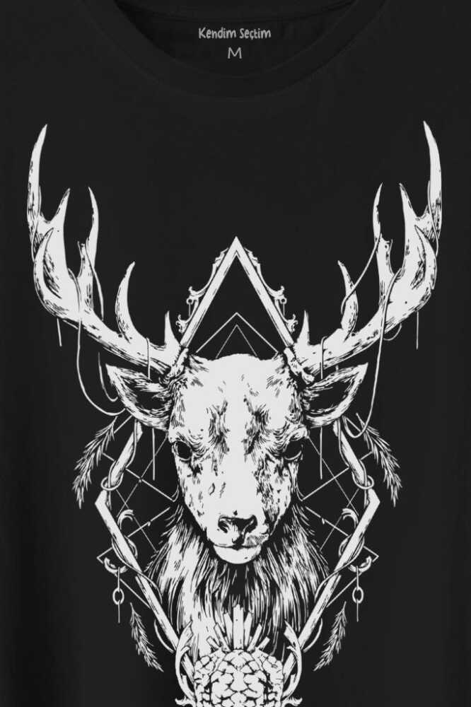 Geyik Animal Street Culture Baskılı Tişört Unisex (1)