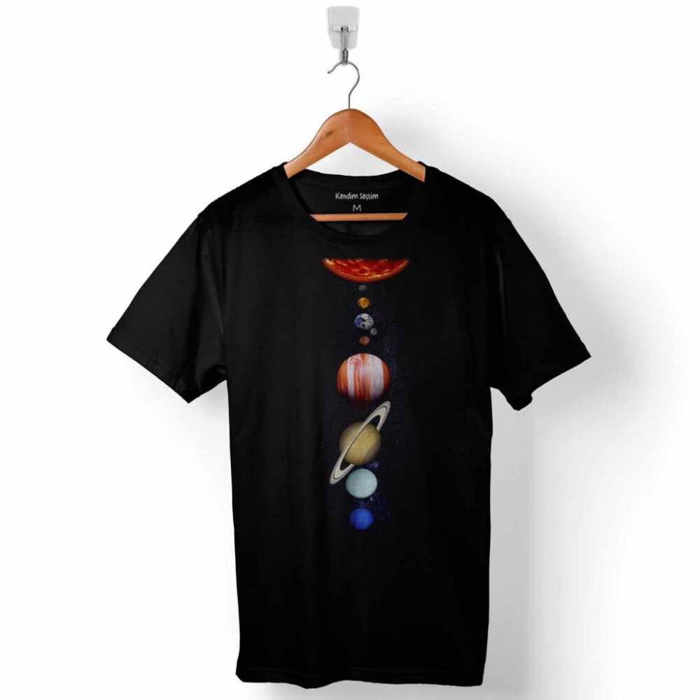 Gezegenler Güneş Sistemi Solar System Uzay Cosmos Baskılı Tişört Unisex