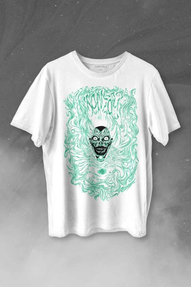Girl Skull Kız Kadın Yaratık Vampir Baskılı Beyaz Tişört Unisex