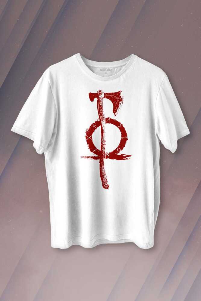 God Of War 4 Balta Oyun Gamer GOW Baskılı Beyaz Tişört Unisex