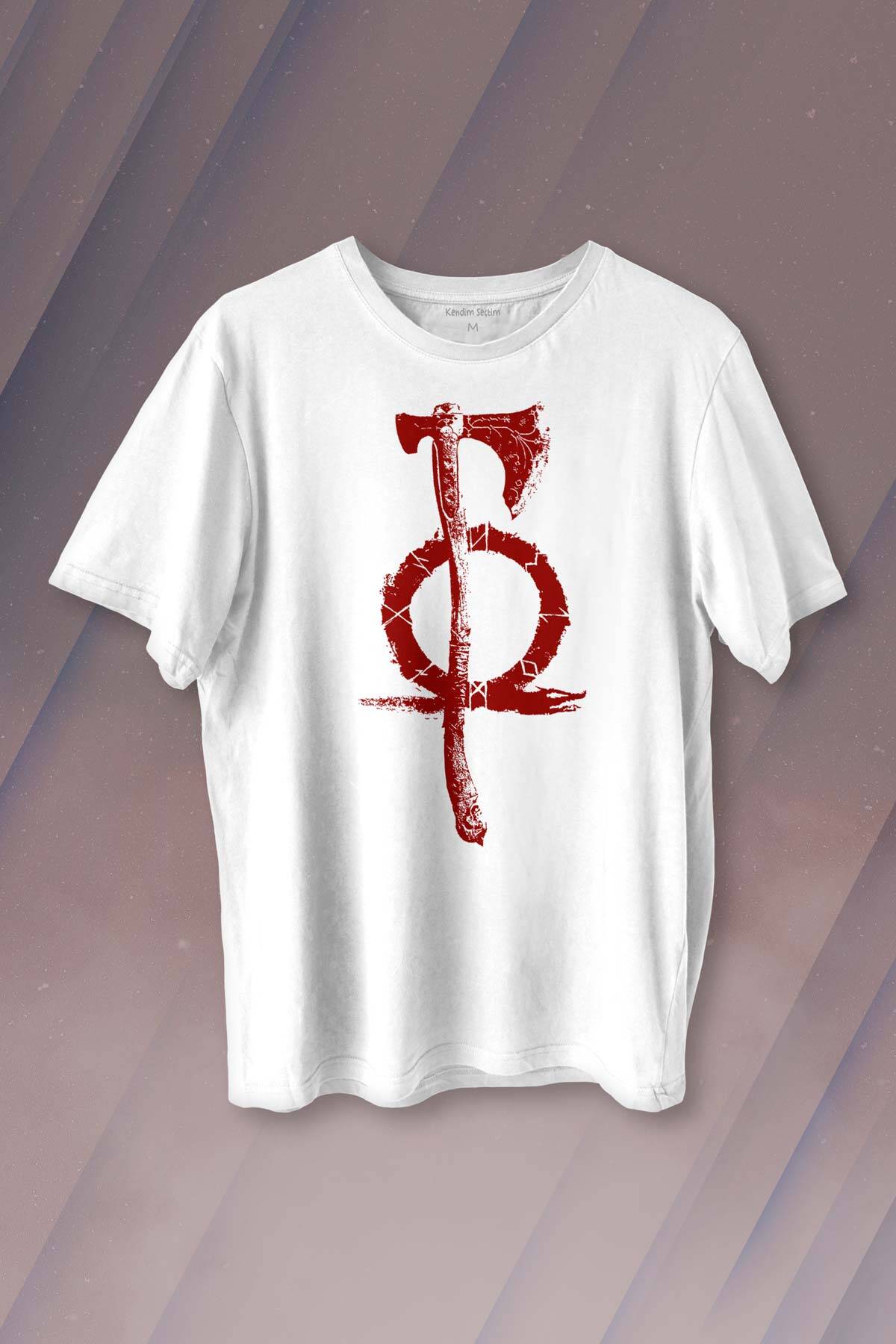 God Of War 4 Balta Oyun Gamer GOW Baskılı Beyaz Tişört Unisex