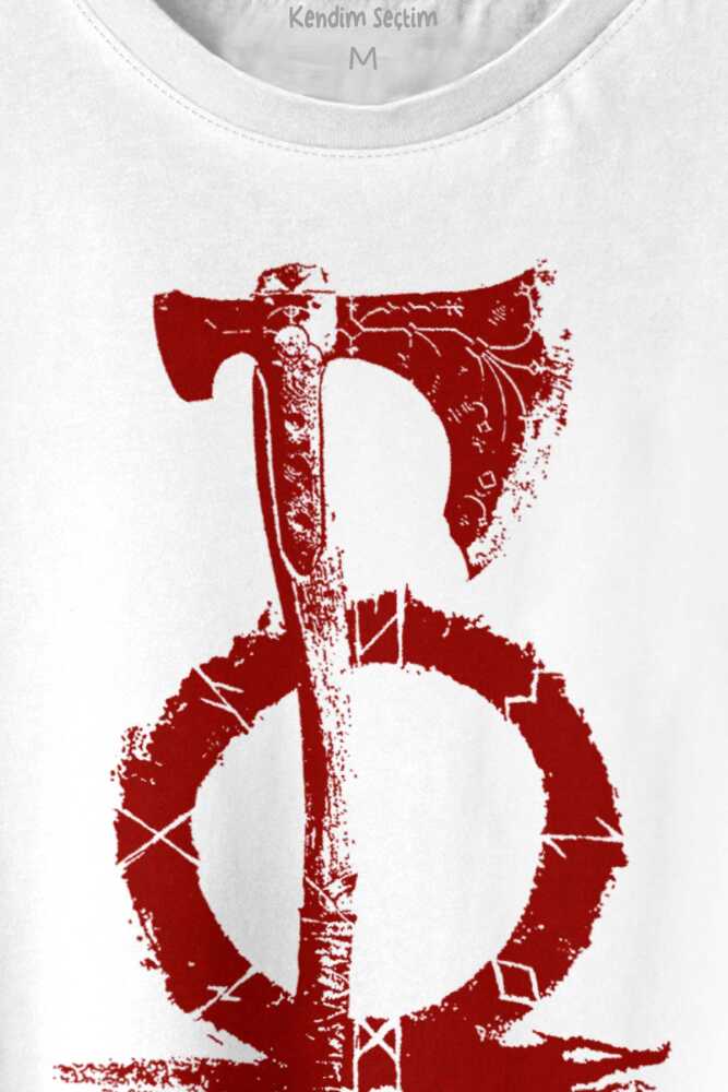 God Of War 4 Balta Oyun Gamer GOW Baskılı Beyaz Tişört Unisex (1)