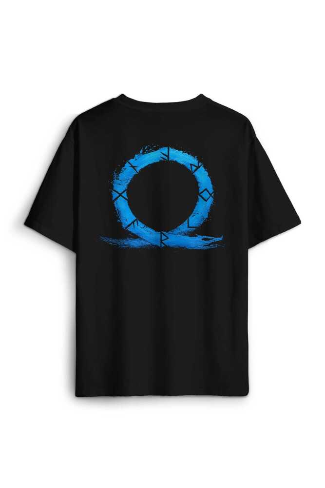 God of War Ragnarok Oyun Gamer Sırt Ön Baskılı Oversize Tişört Unisex (1)