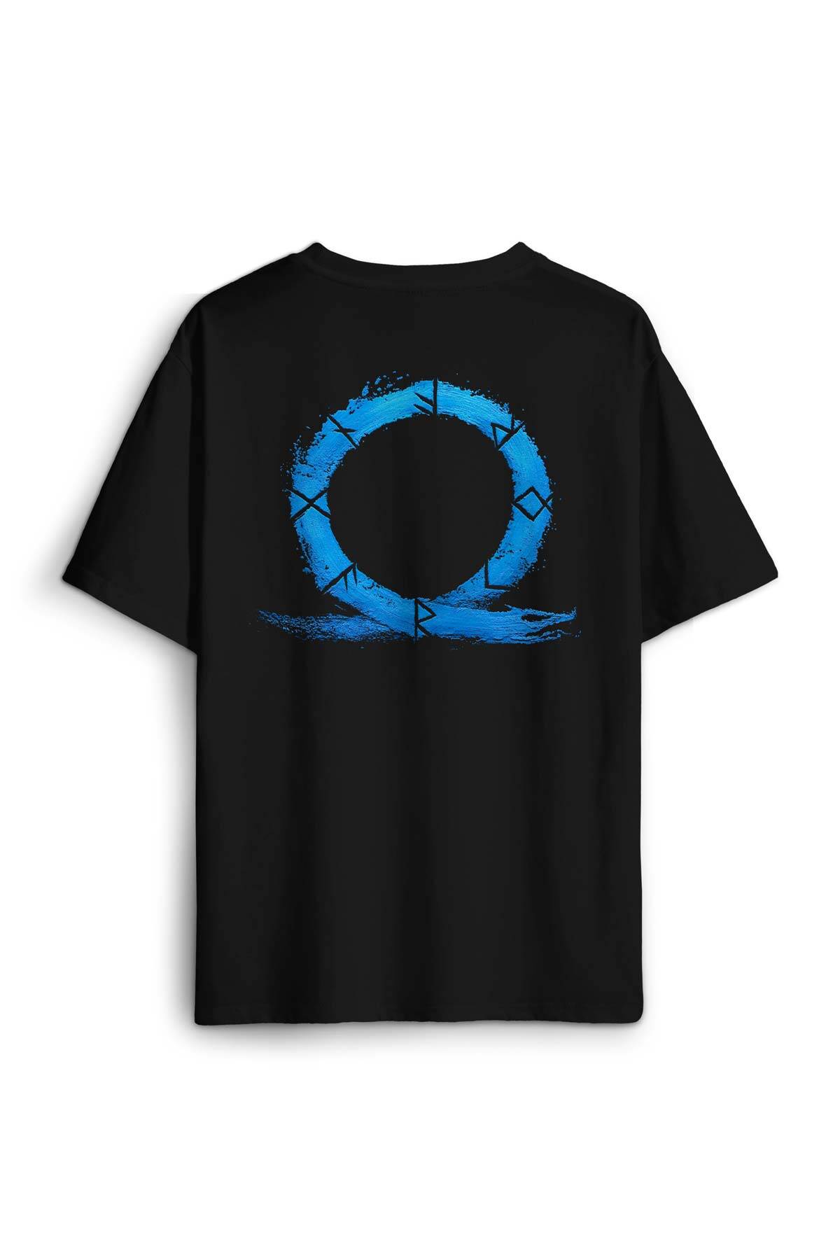 God of War Ragnarok Oyun Gamer Sırt Ön Baskılı Oversize Tişört Unisex (1)