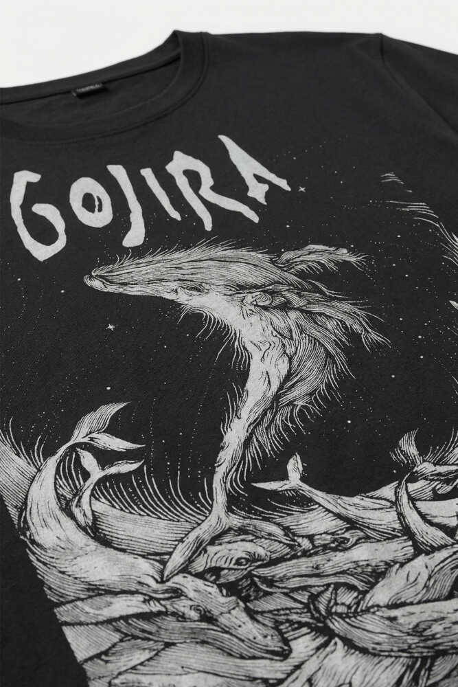 Gojira Metal Music Baskılı Siyah Tişört Unisex - 3