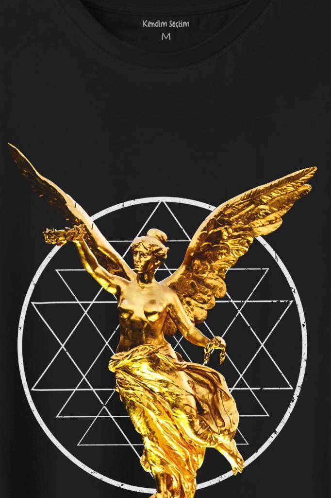 Golden Angel Altın Statue Heykel Urban Streetwear Baskılı Tişört Unisex (1)
