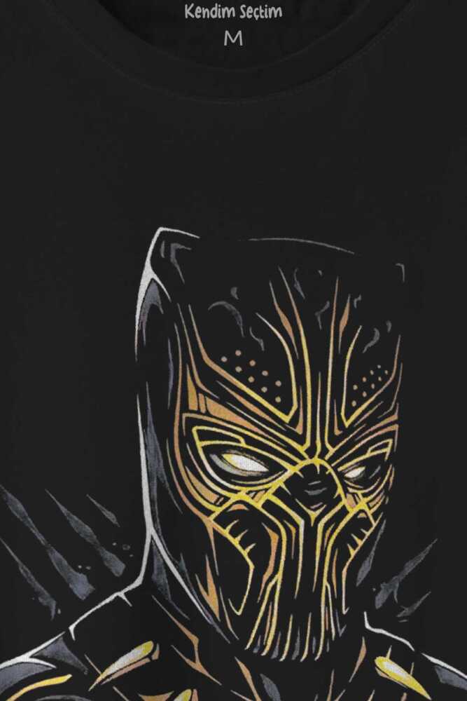 Black Panther Golden Jaguar Film Baskılı Tişört Unisex (1)