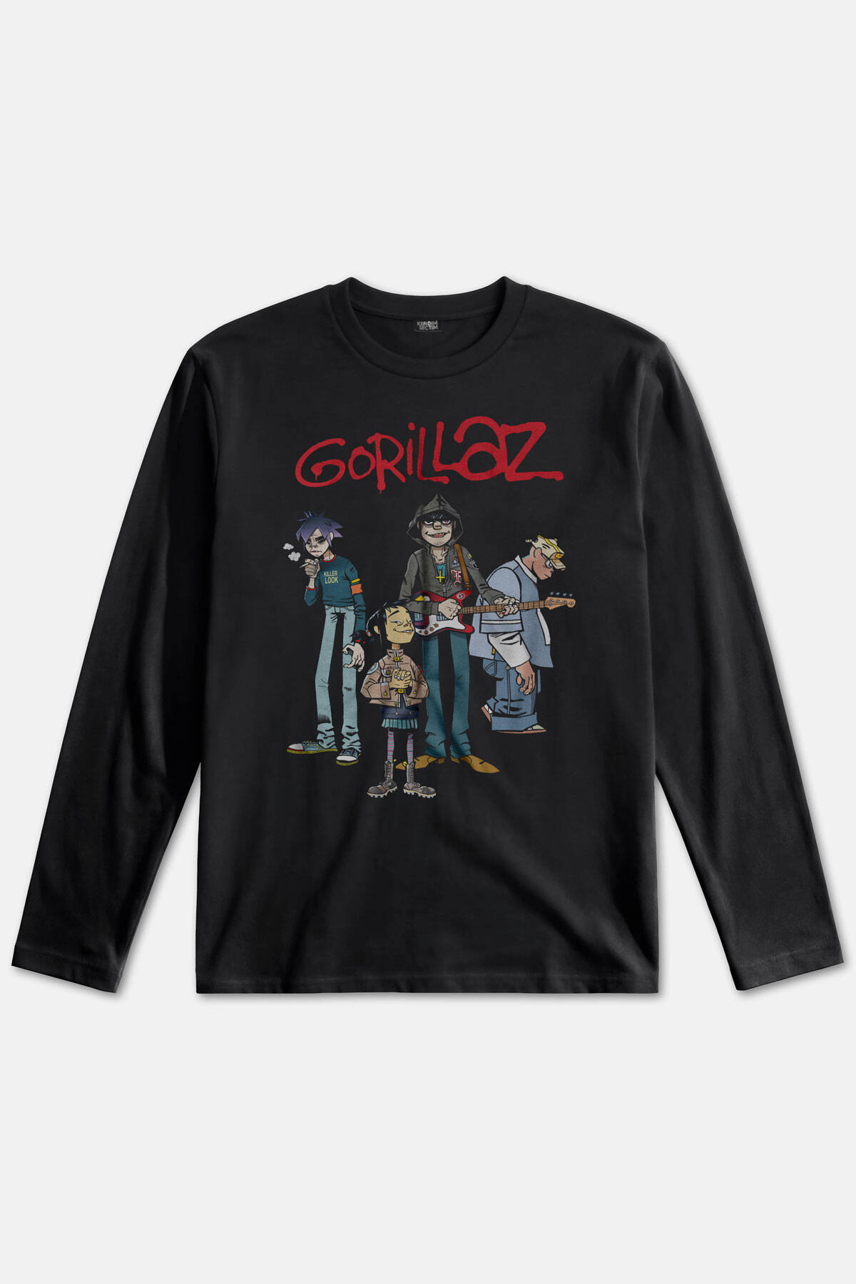 Gorillaz 2D Rock Band Blur Damon Albarn Feel Good Uzun Kollu Tişört Baskılı T-Shirt (1)