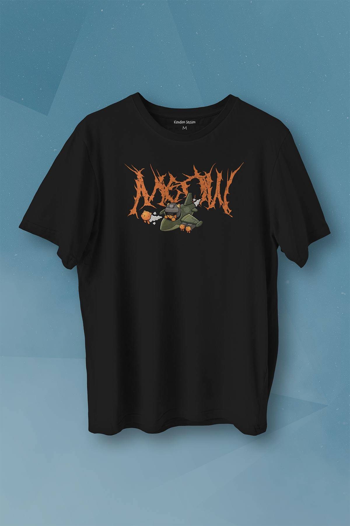 Gotik Meow Boomber Baskılı Siyah Tişört Unisex - 1
