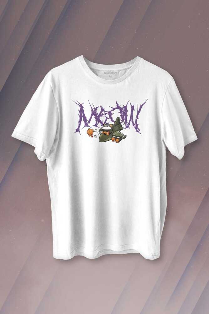 Gotik Meow Boomber Baskılı Beyaz Tişört Unisex