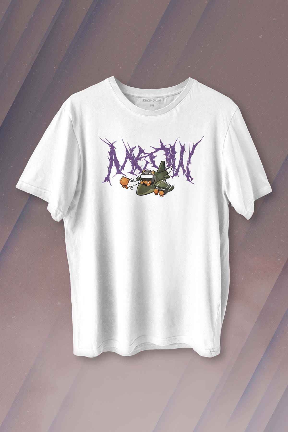 Gotik Meow Boomber Baskılı Beyaz Tişört Unisex