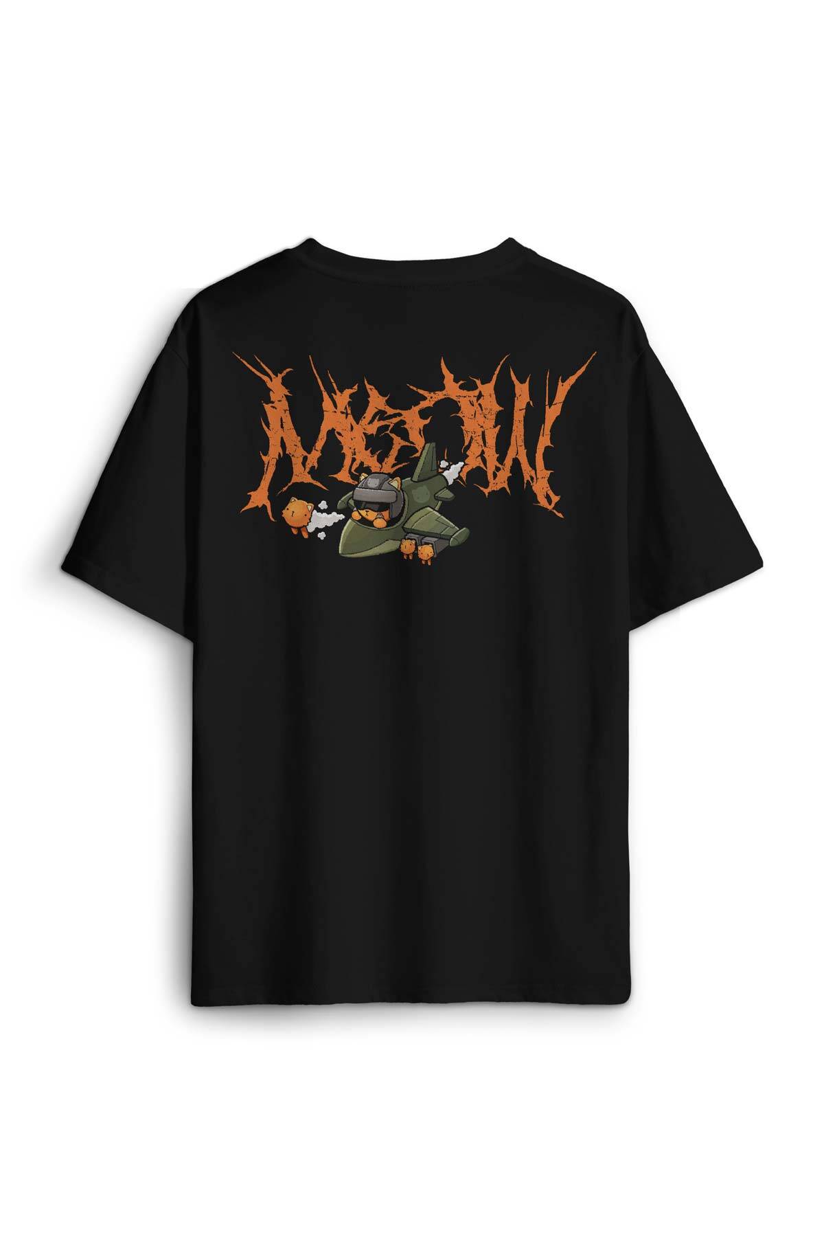 Gotik Meow Boomber Sırt Ön Baskılı Oversize Tişört Unisex - 2