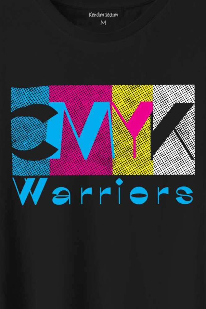 Grafiker CMYK Savaşçısı Warrior Tasarımcı Baskılı Siyah Tişört Unisex (1)