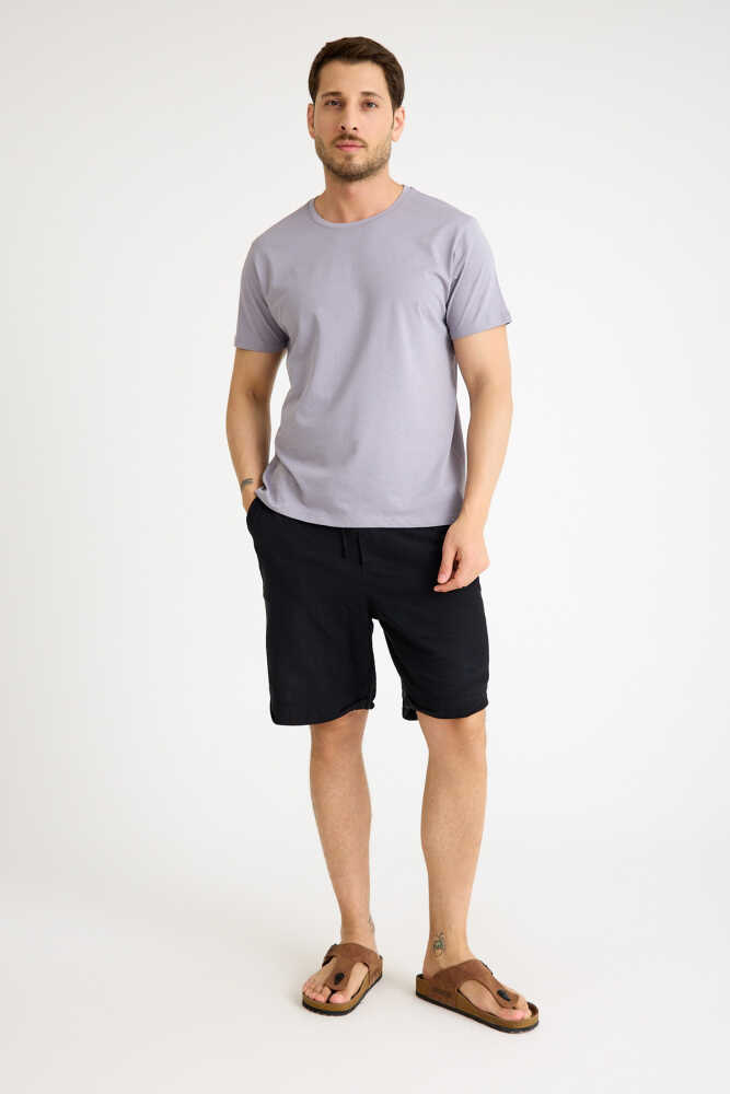 Gri Tişört Basic Erkek Regular Loose Fit Pamuklu T-shirt Kısa Kollu - 1