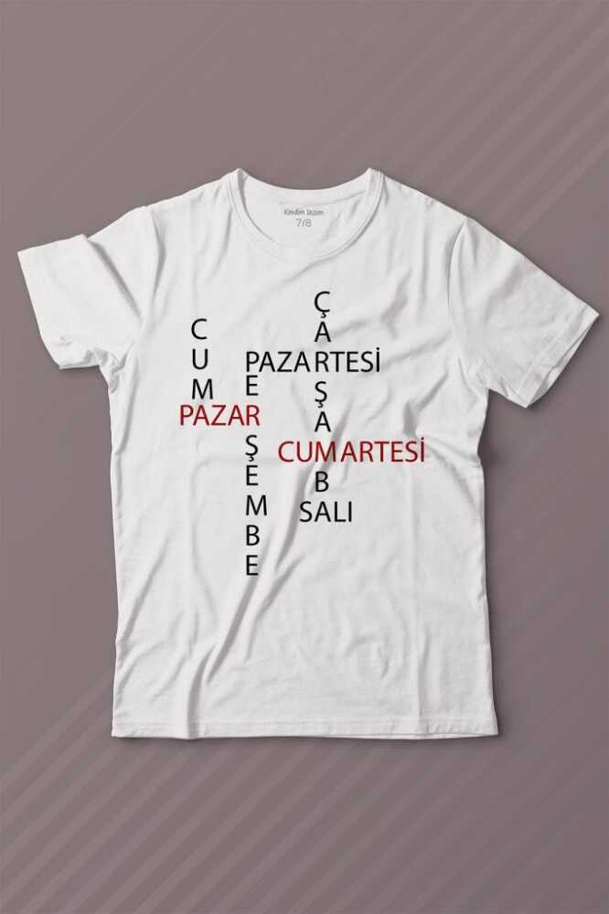 Günler Minimal Yazılı Baskılı Çocuk Tişört