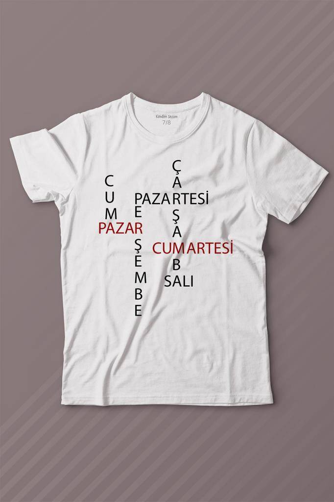 Günler Minimal Yazılı Baskılı Çocuk Tişört