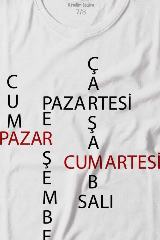 Günler Minimal Yazılı Baskılı Çocuk Tişört (1)