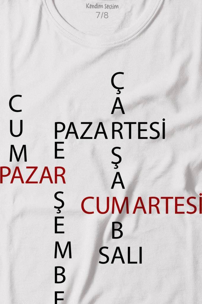 Günler Minimal Yazılı Baskılı Çocuk Tişört (1)