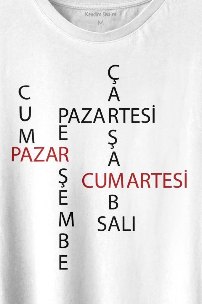 Günler Minimal Yazılı Baskılı Beyaz Tişört Unisex (1)