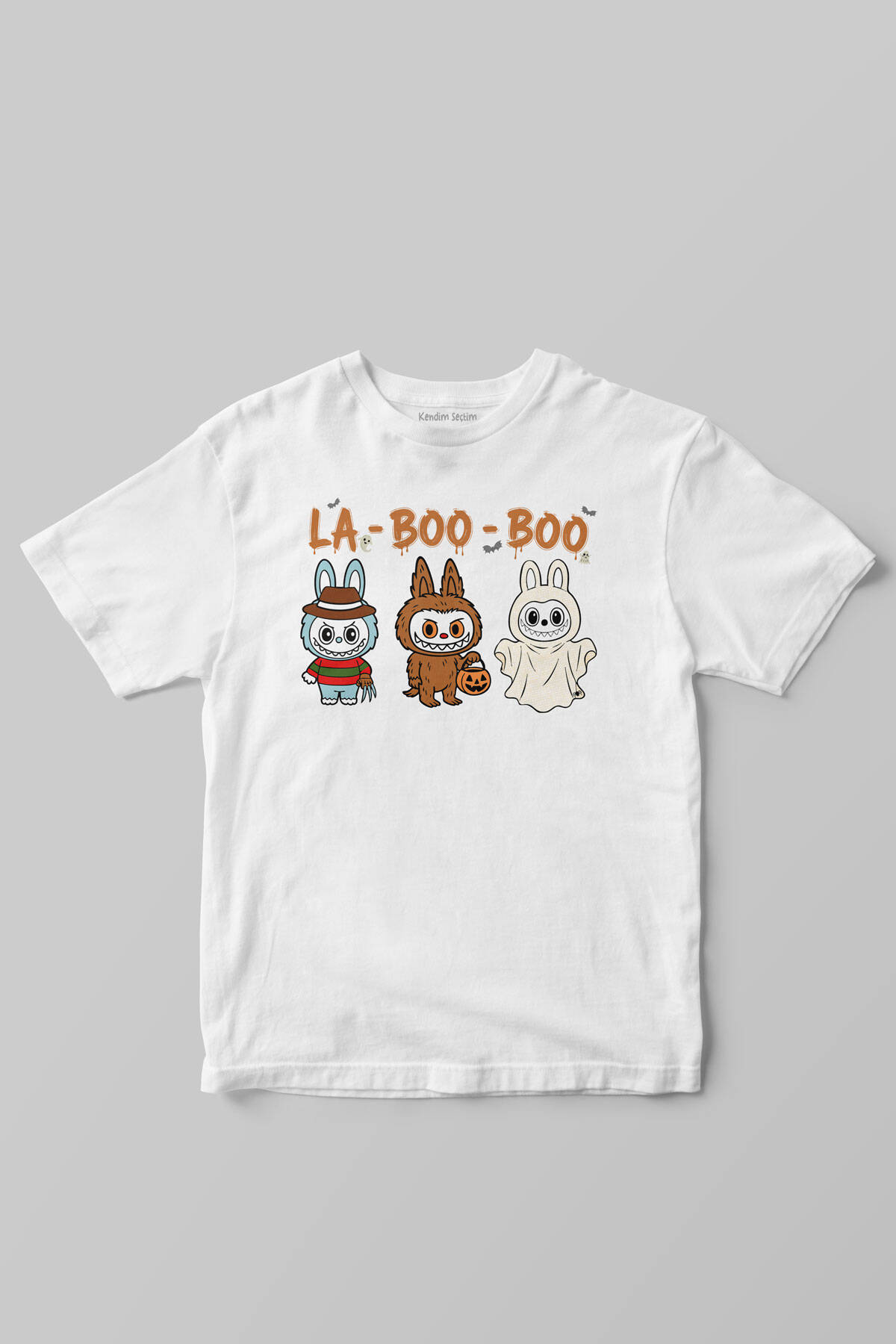 Halloween Labubu La Boo Boo Cadılar Bayramı Baskılı Çocuk Tişört Sevimli Hayalet Beyaz T-shirt